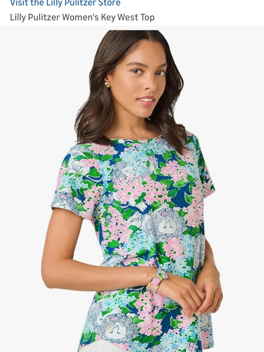 Lilly Pulitzer Key West Short-Sleeve starlight navy Linda the lion, Etta sz med